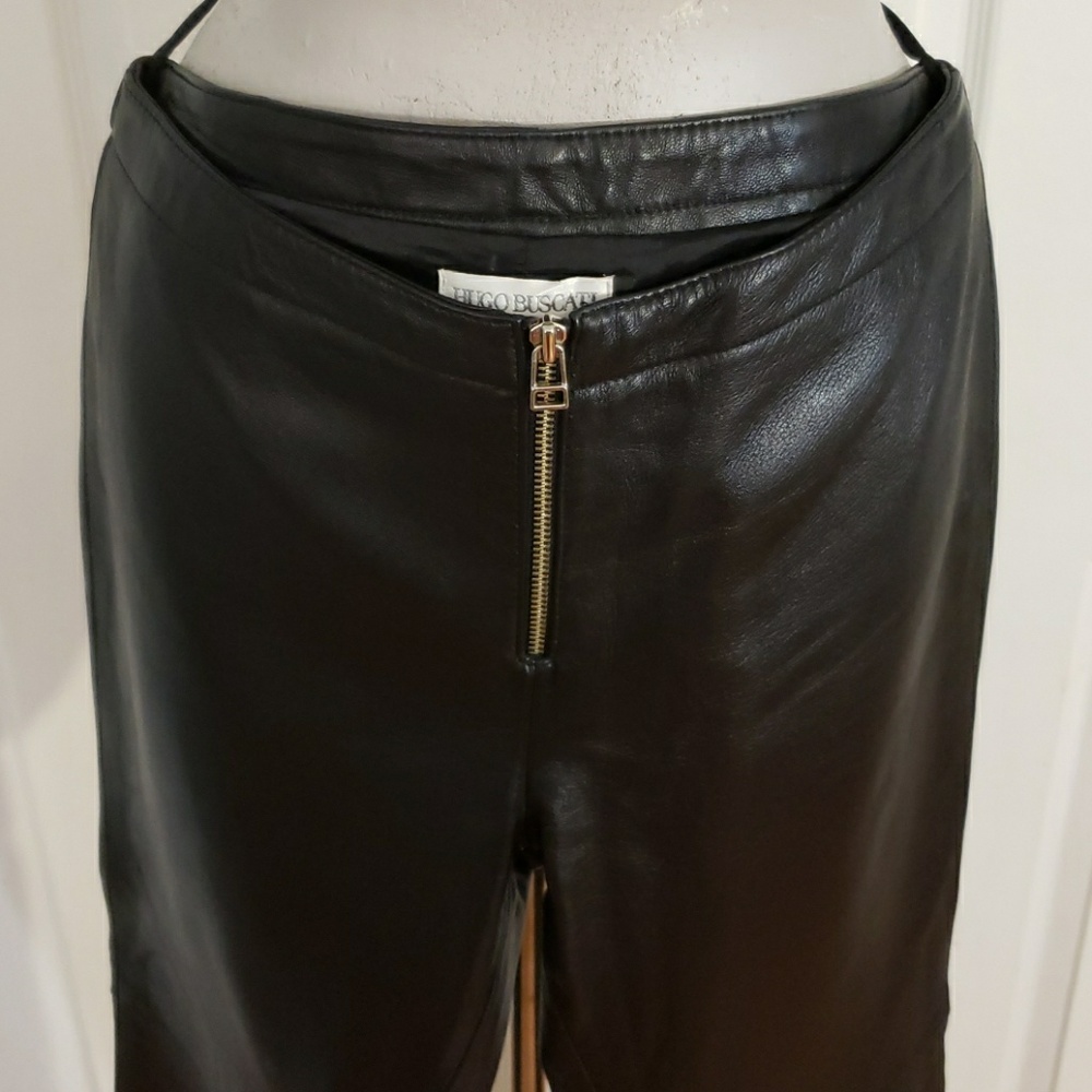 Hugo Buscati Black Leather Pants sz 6 fully lined